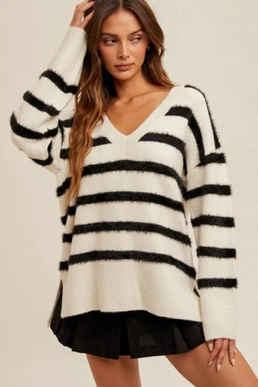 Stripe V Neck Sweater