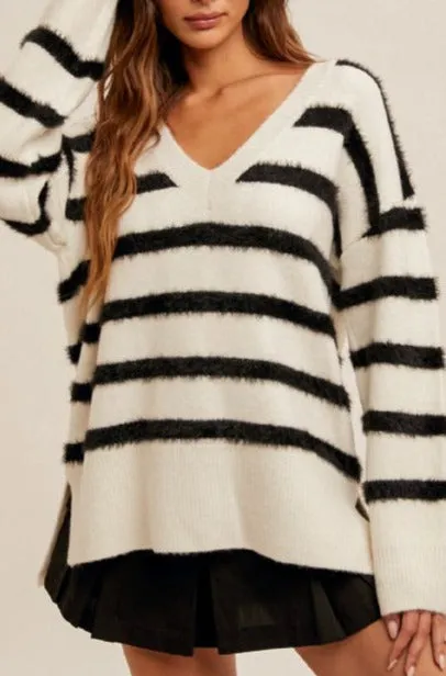 Stripe V Neck Sweater