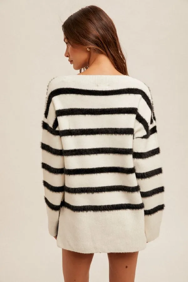 Stripe V Neck Sweater