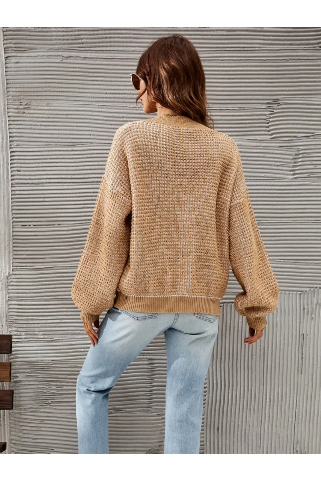 V-Neck Dropped Shoulder Cardigan