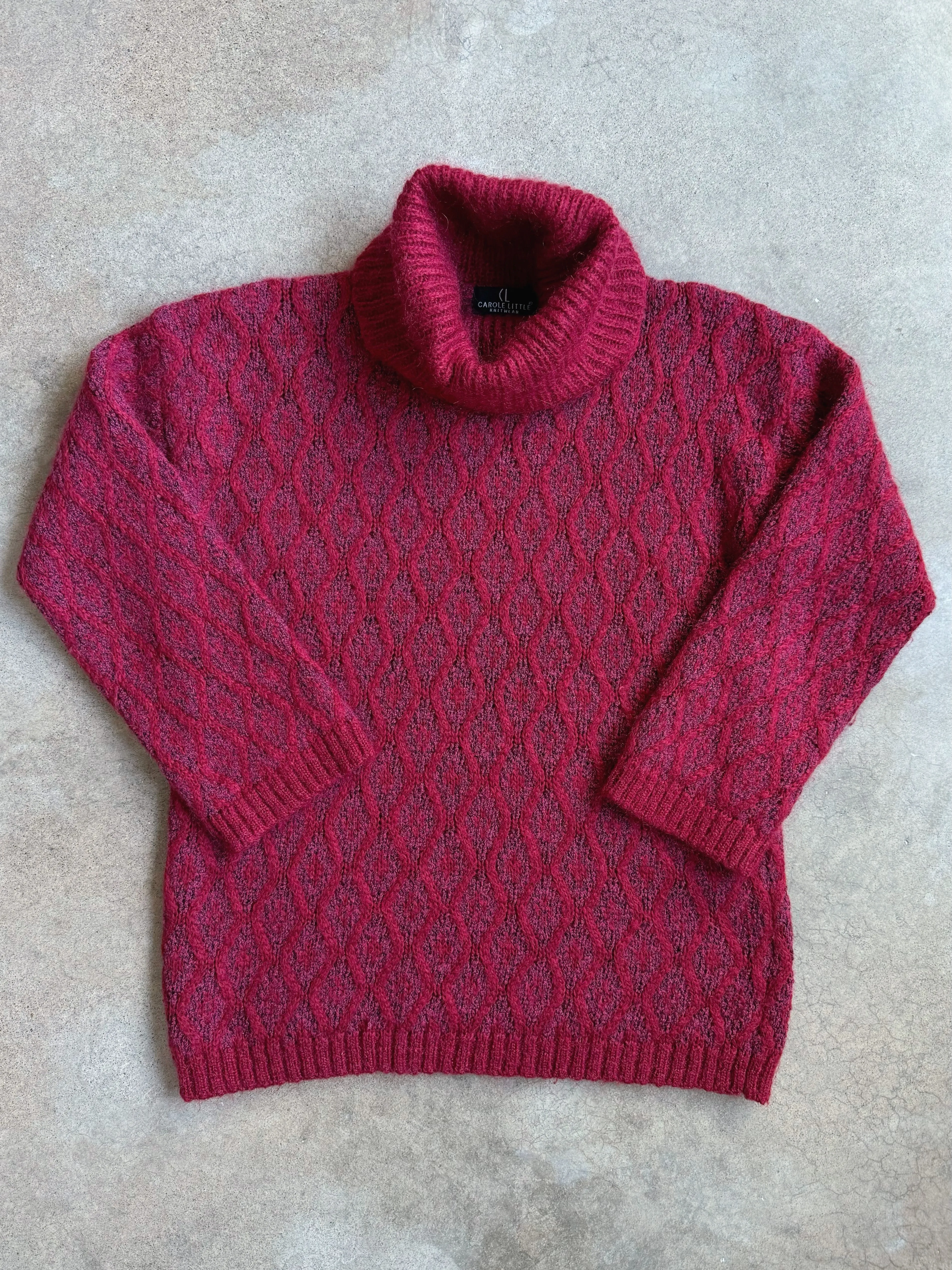 Vintage Carole Little Magenta Mohair Turtleneck Sweater (L)