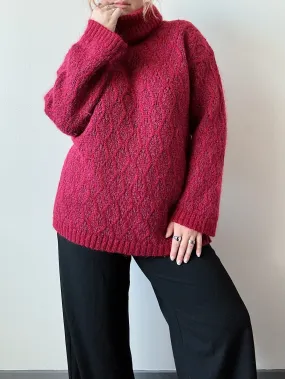 Vintage Carole Little Magenta Mohair Turtleneck Sweater (L)