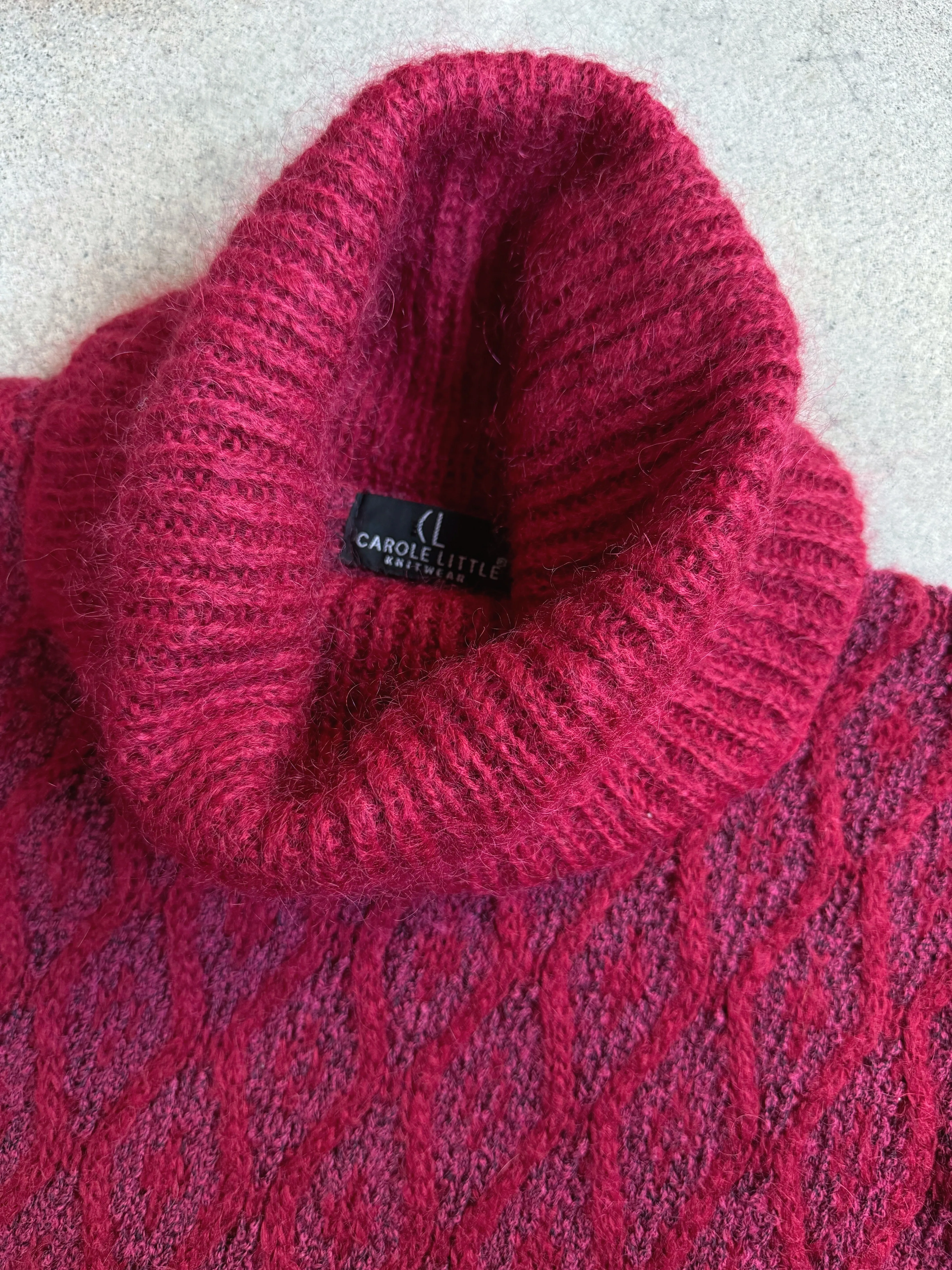 Vintage Carole Little Magenta Mohair Turtleneck Sweater (L)