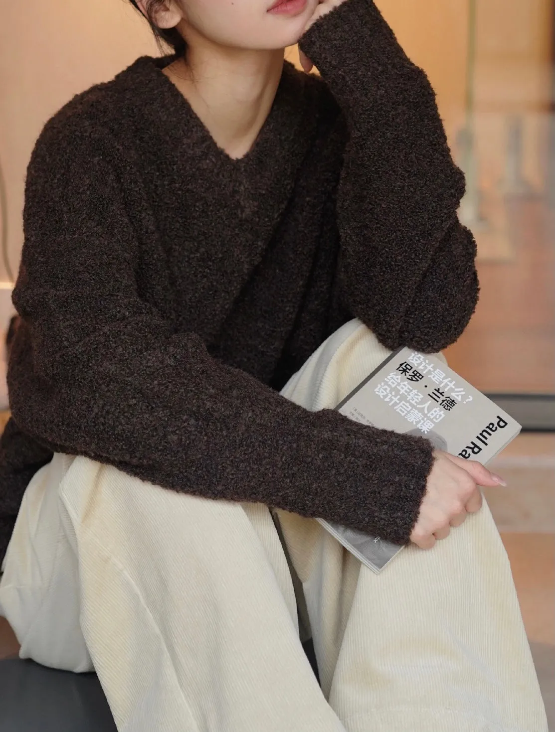 Wendy Bouclé V-Neck Sweater