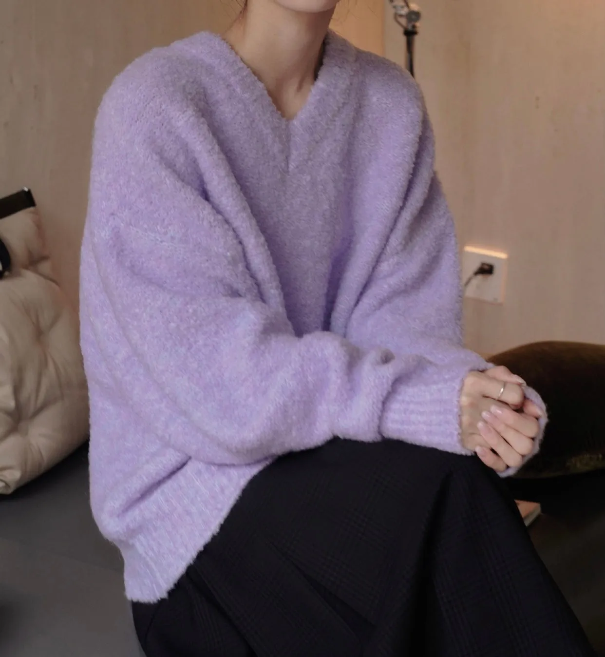 Wendy Bouclé V-Neck Sweater