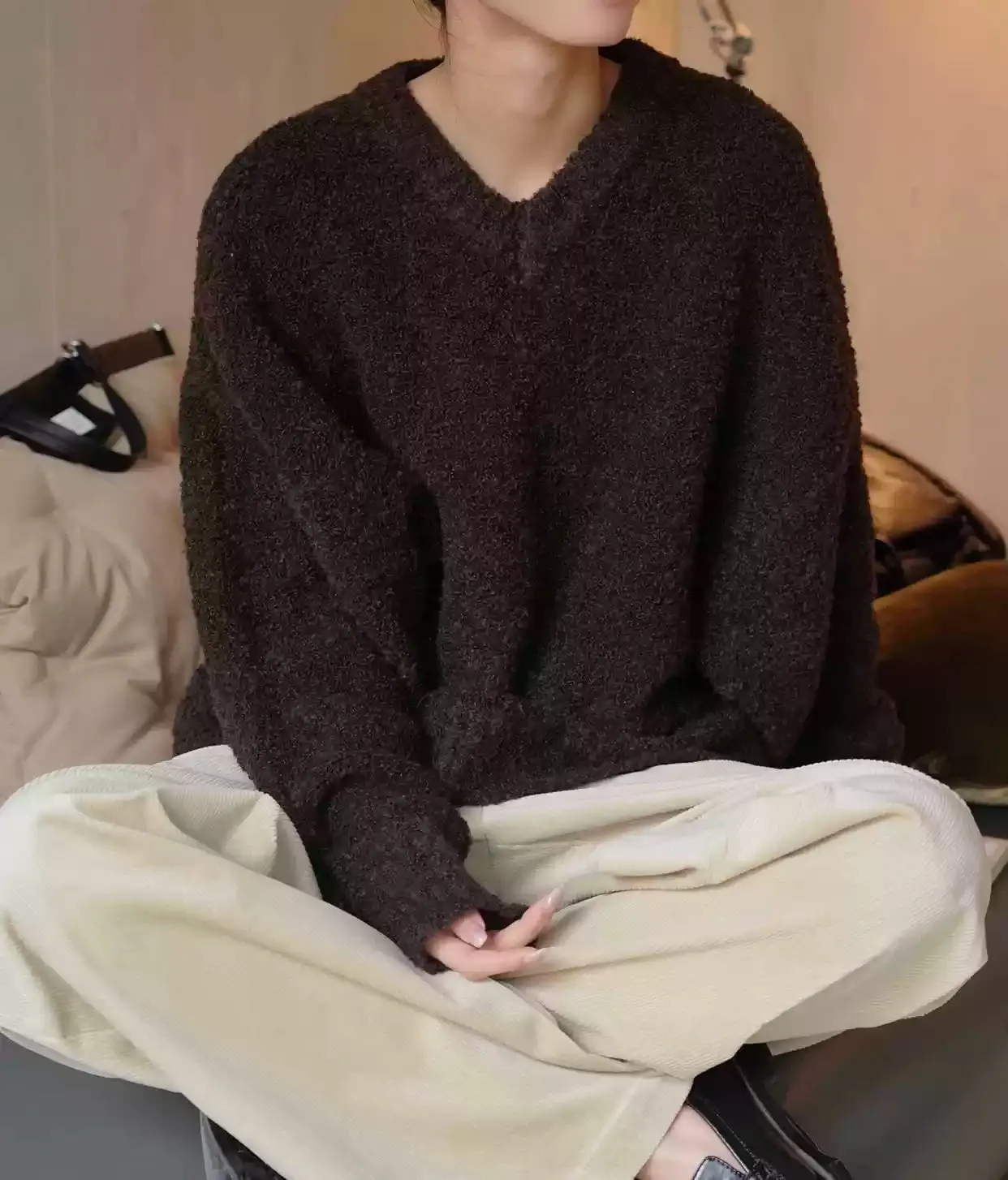 Wendy Bouclé V-Neck Sweater