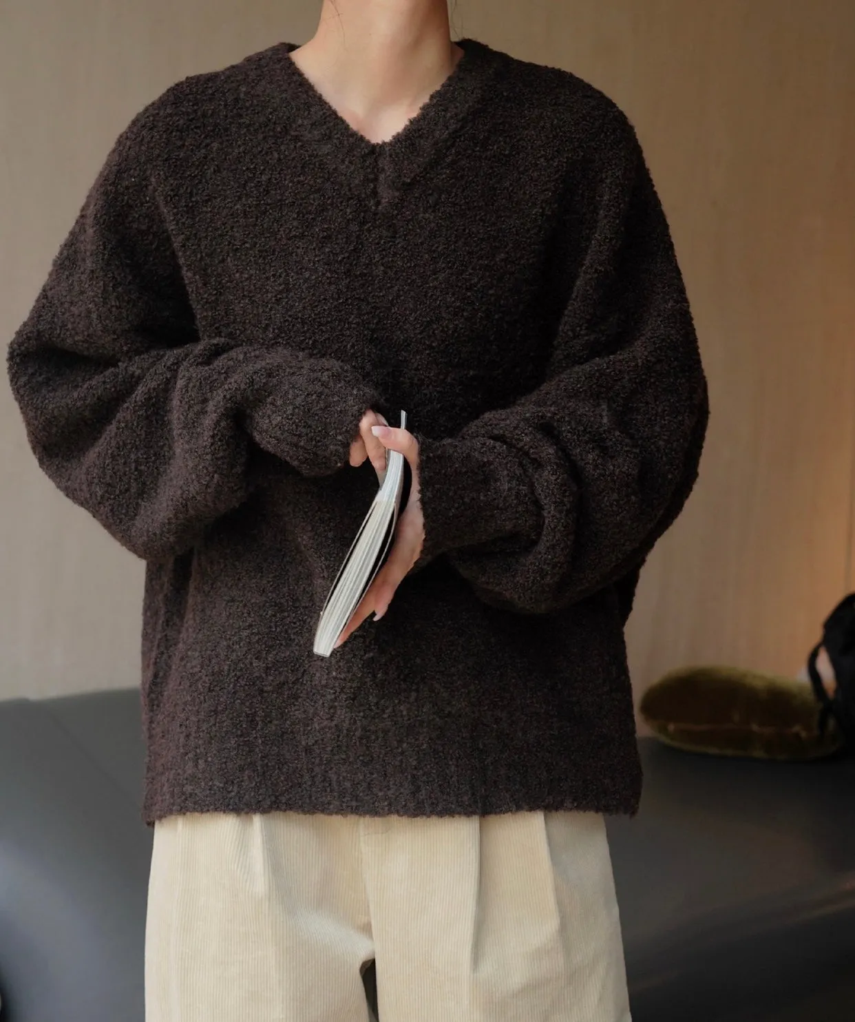 Wendy Bouclé V-Neck Sweater