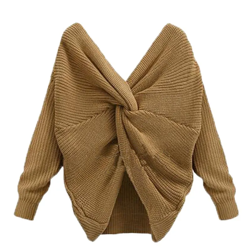 Women's Autumn Knitted V-Neck Sweater