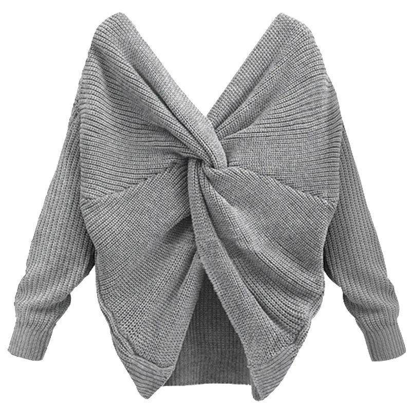 Women's Autumn Knitted V-Neck Sweater
