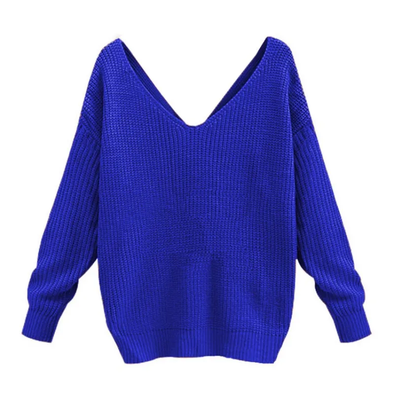 Women's Autumn Knitted V-Neck Sweater