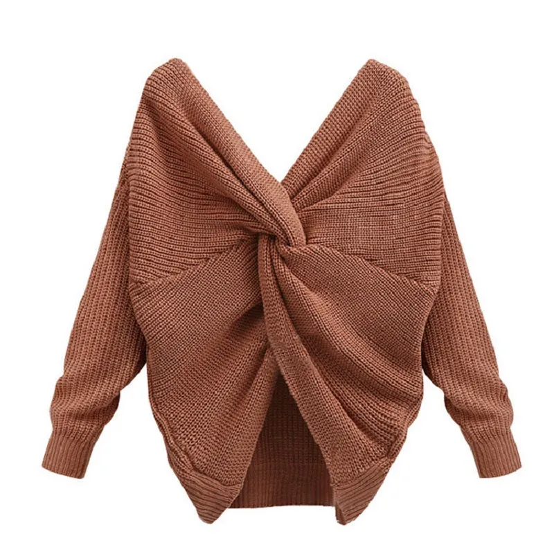 Women's Autumn Knitted V-Neck Sweater