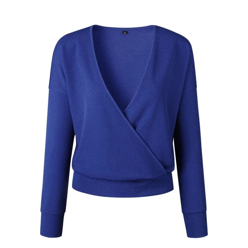 Women's Autumn/Winter Casual Long-Sleeved V-Neck Knitted Sweater