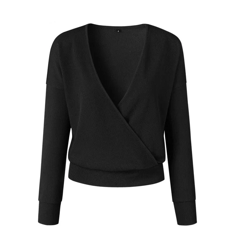 Women's Autumn/Winter Casual Long-Sleeved V-Neck Knitted Sweater