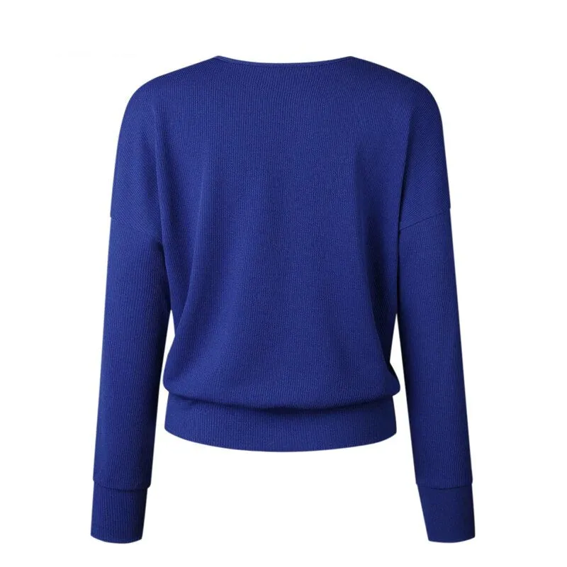 Women's Autumn/Winter Casual Long-Sleeved V-Neck Knitted Sweater