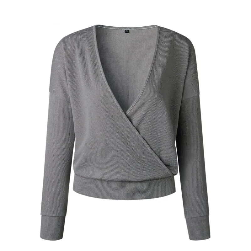Women's Autumn/Winter Casual Long-Sleeved V-Neck Knitted Sweater