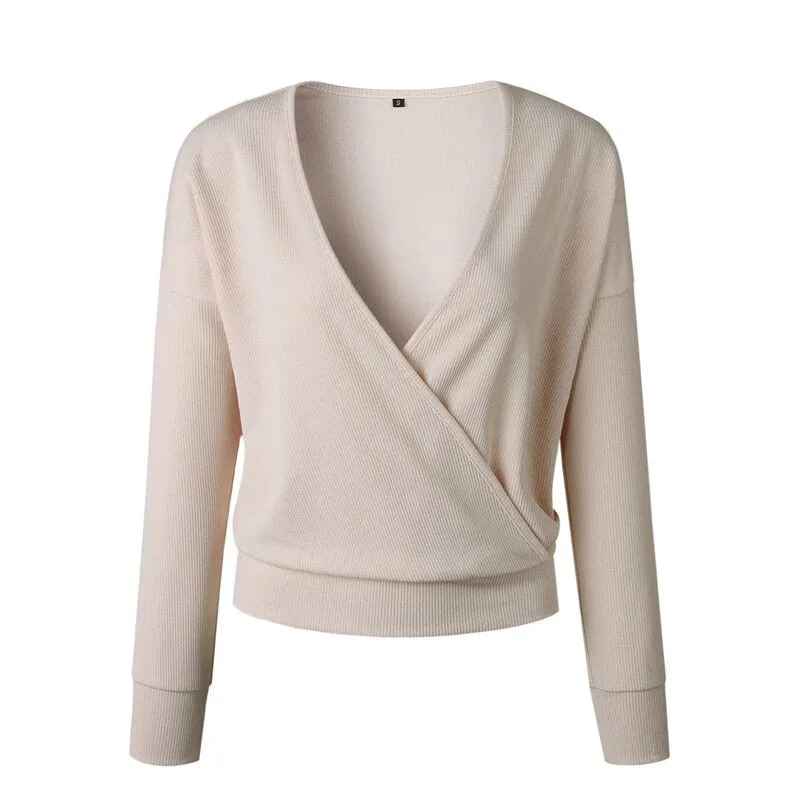 Women's Autumn/Winter Casual Long-Sleeved V-Neck Knitted Sweater