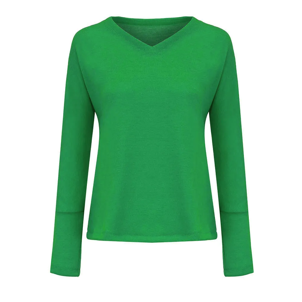 Women's Casual Knitted V-Neck Sweater