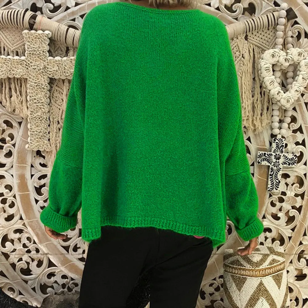 Women's Casual Knitted V-Neck Sweater