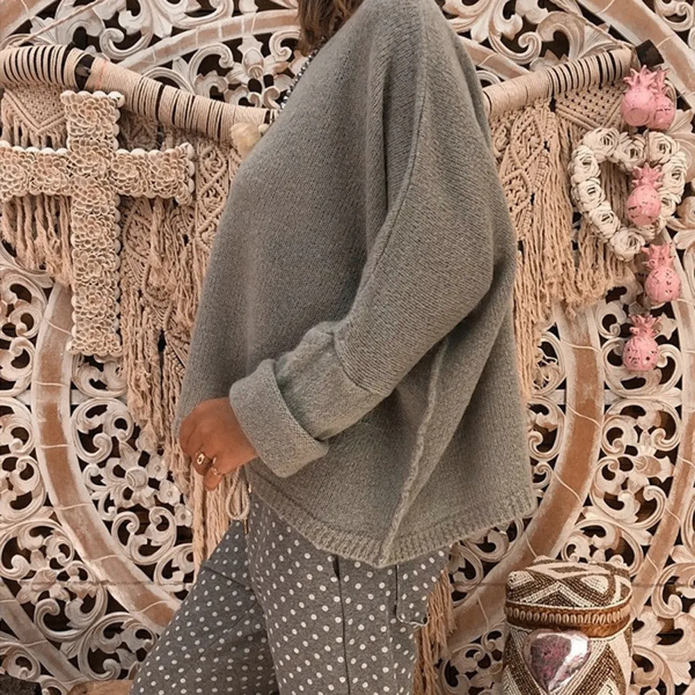 Women's Casual Knitted V-Neck Sweater