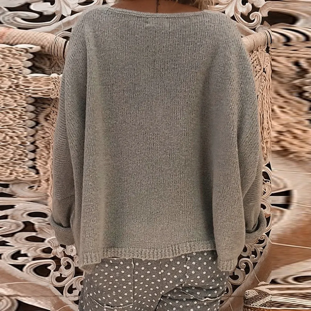 Women's Casual Knitted V-Neck Sweater