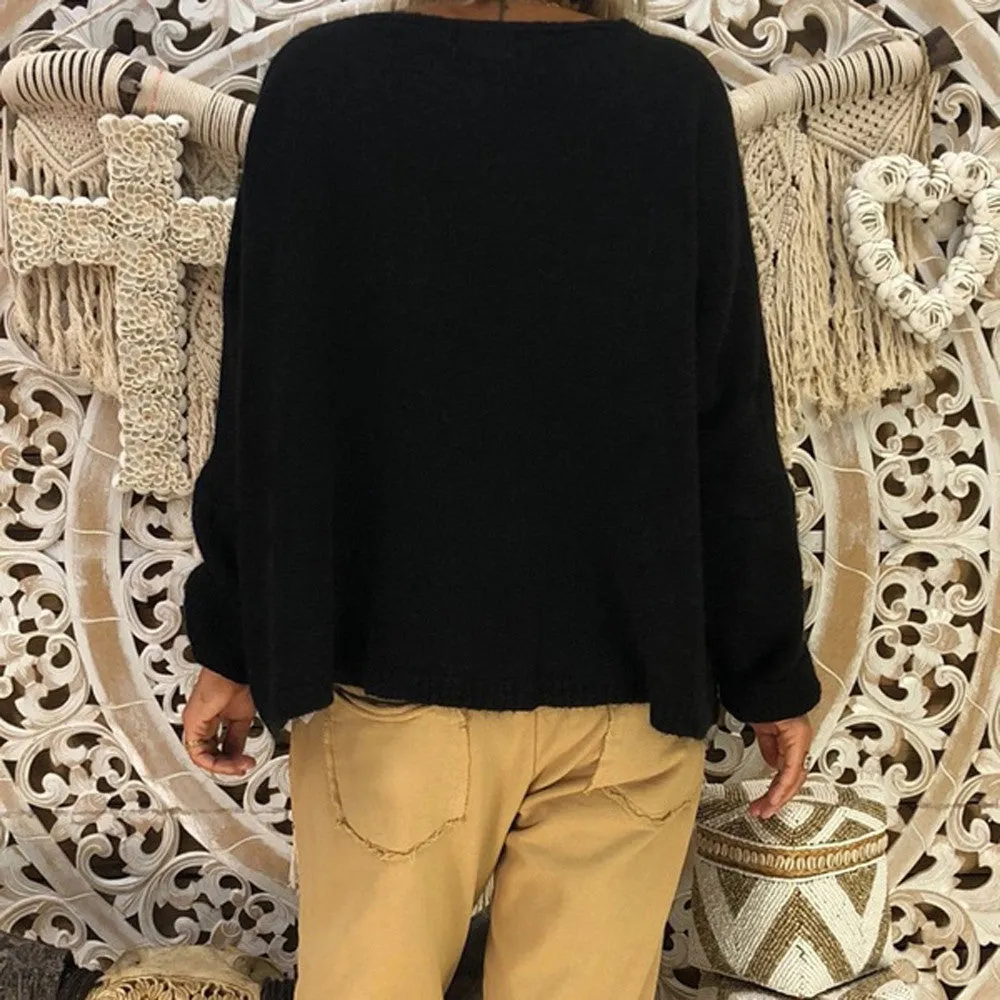 Women's Casual Knitted V-Neck Sweater