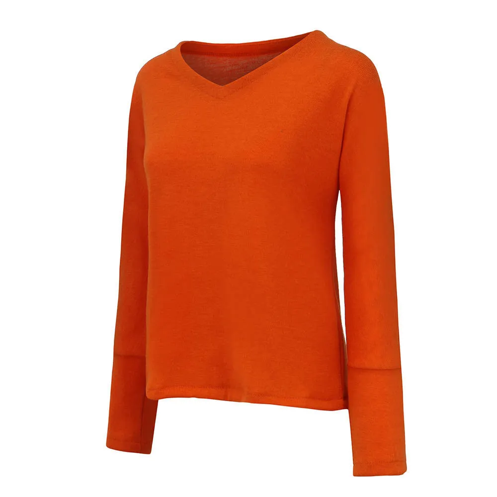 Women's Casual Knitted V-Neck Sweater